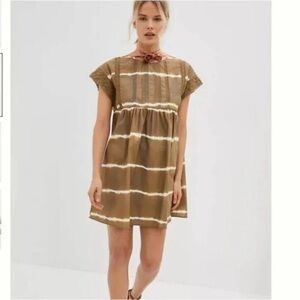 Anthropologie Corey Lynn Calter Moss Green Brigid Tunic Dress XS 100% Cotton